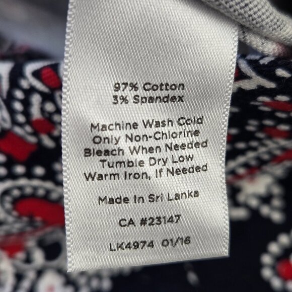 Talbots Size 8 Pencil Skirt Blue with Red White Pattern Hidden Side Zipper - Picture 7 of 10